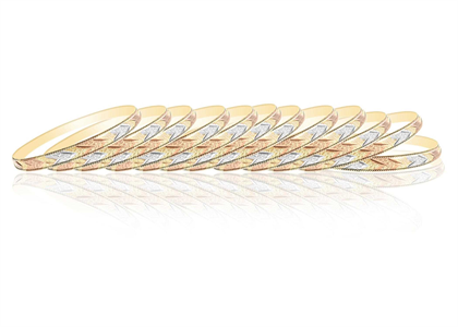 Three Tone Plated Side Veni Bangles